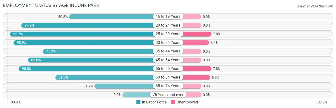 Employment Status by Age in June Park