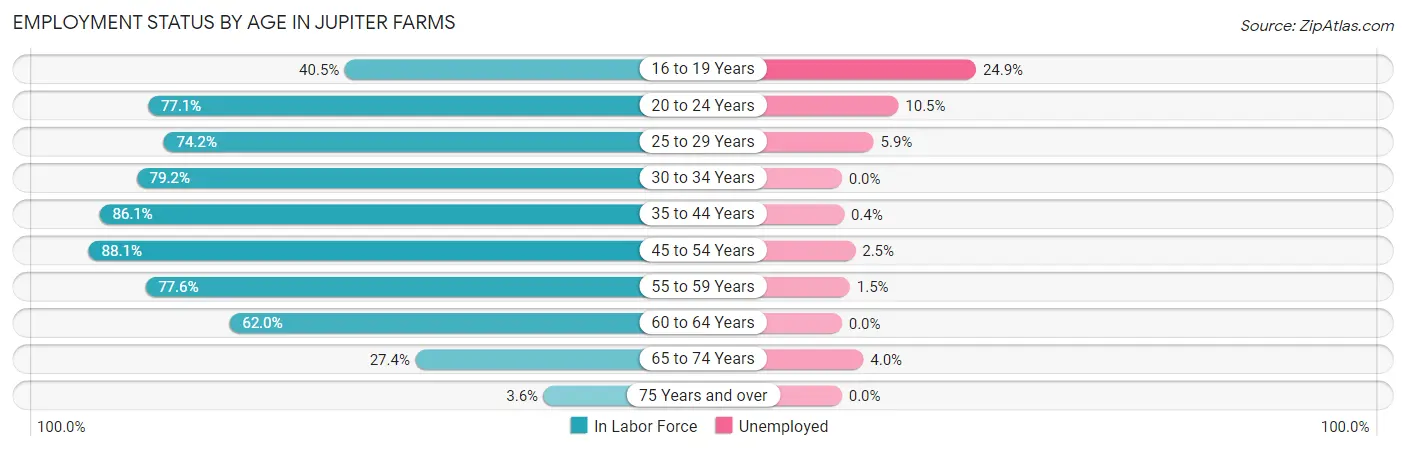 Employment Status by Age in Jupiter Farms