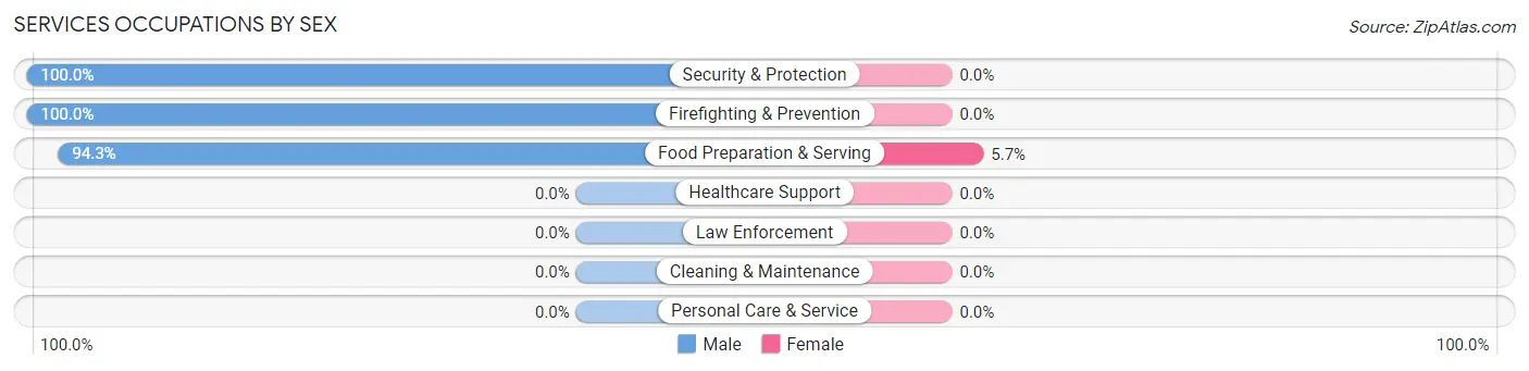 Services Occupations by Sex in Jupiter Inlet Colony