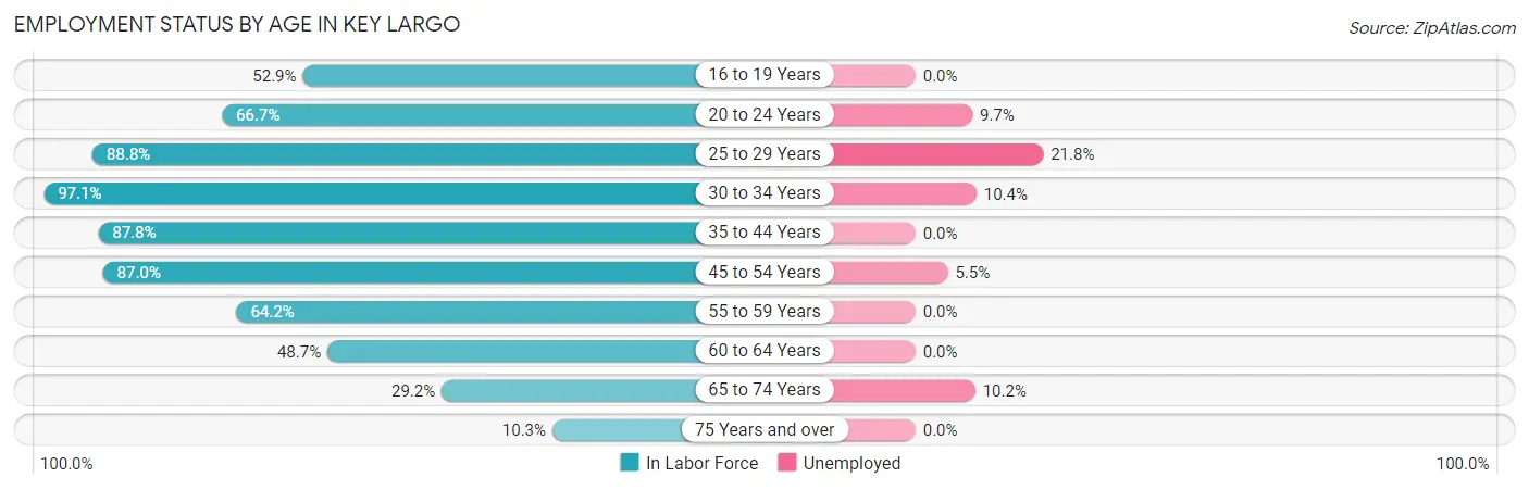 Employment Status by Age in Key Largo