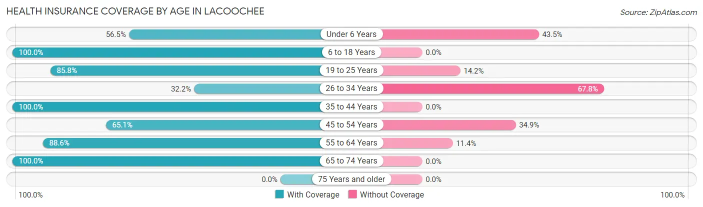Health Insurance Coverage by Age in Lacoochee