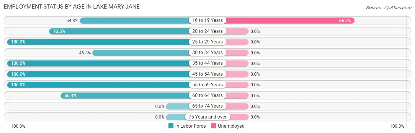 Employment Status by Age in Lake Mary Jane