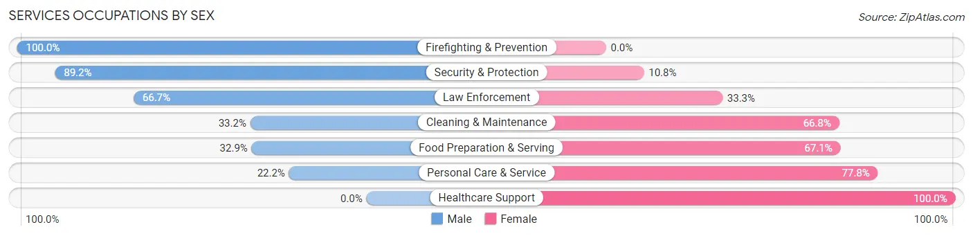Services Occupations by Sex in Lake Wales
