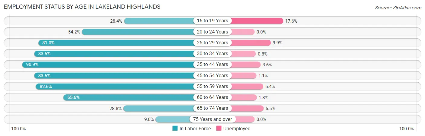 Employment Status by Age in Lakeland Highlands