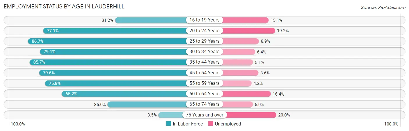 Employment Status by Age in Lauderhill