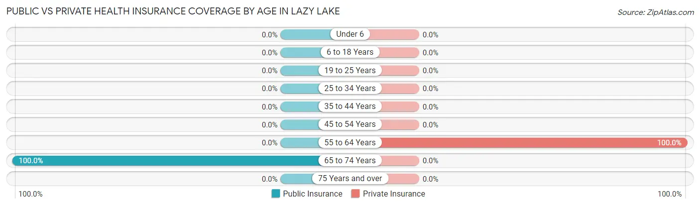 Public vs Private Health Insurance Coverage by Age in Lazy Lake