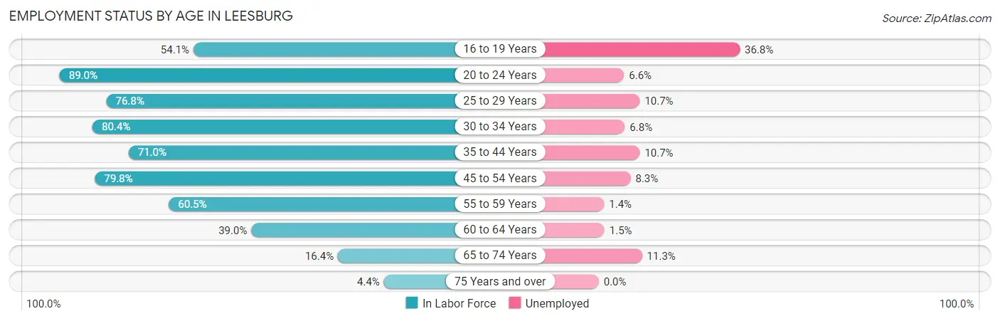 Employment Status by Age in Leesburg