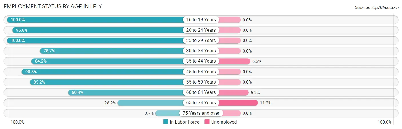 Employment Status by Age in Lely