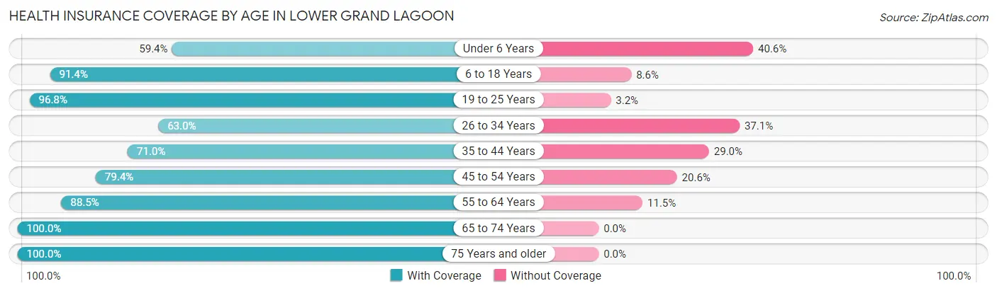 Health Insurance Coverage by Age in Lower Grand Lagoon