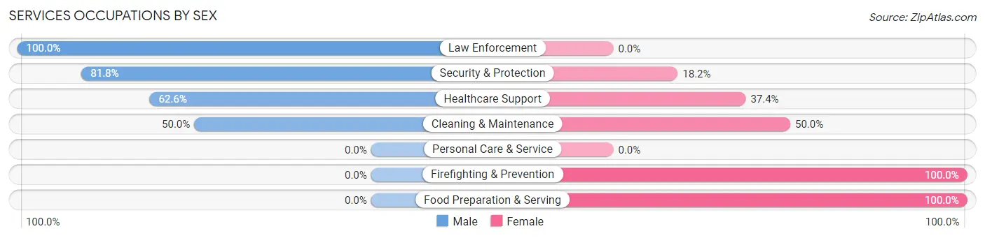 Services Occupations by Sex in Mayo