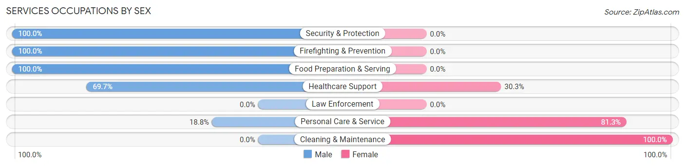 Services Occupations by Sex in Medley