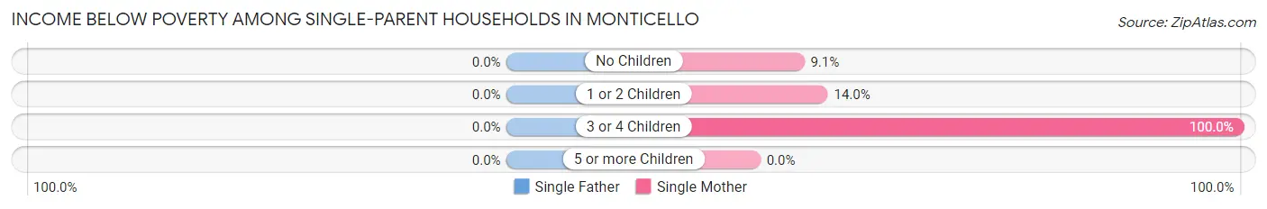 Income Below Poverty Among Single-Parent Households in Monticello