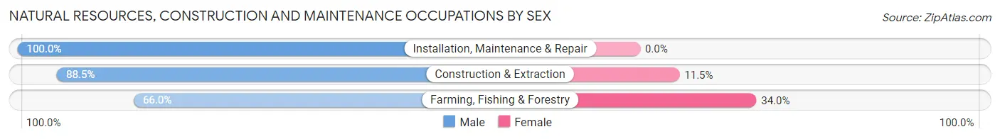 Natural Resources, Construction and Maintenance Occupations by Sex in Montura