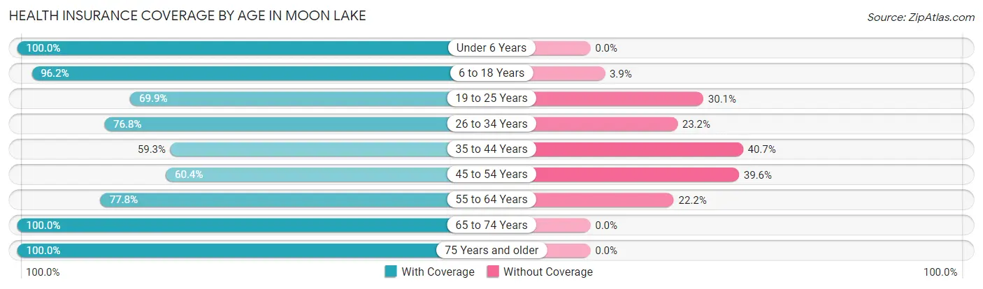 Health Insurance Coverage by Age in Moon Lake