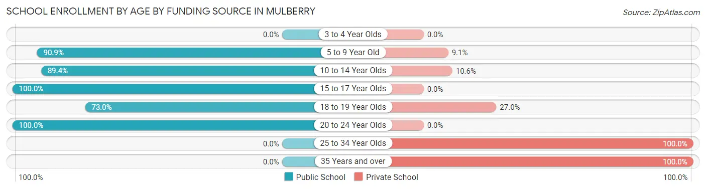 School Enrollment by Age by Funding Source in Mulberry