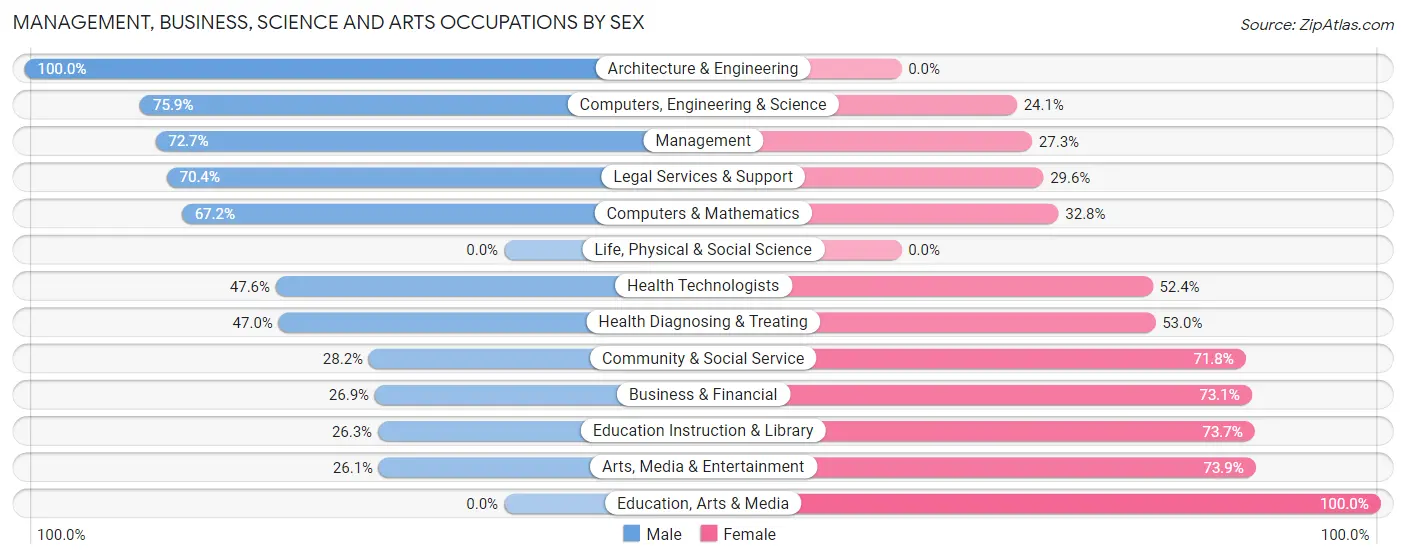 Management, Business, Science and Arts Occupations by Sex in New Port Richey East