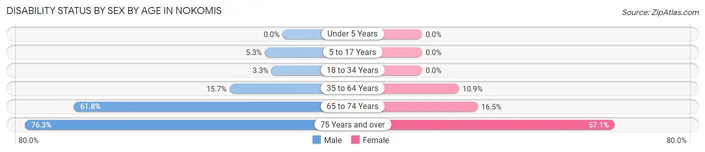 Disability Status by Sex by Age in Nokomis