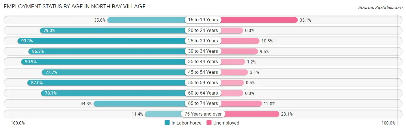 Employment Status by Age in North Bay Village