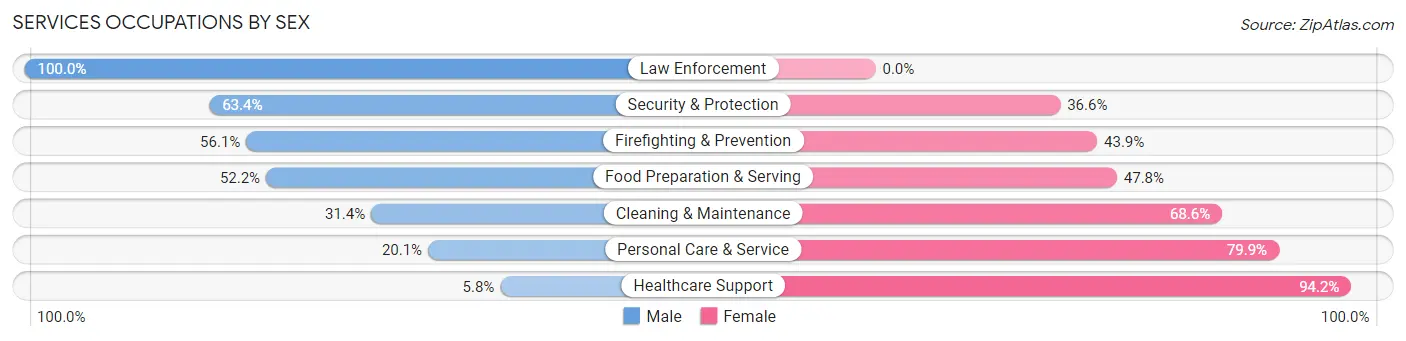 Services Occupations by Sex in North Miami Beach