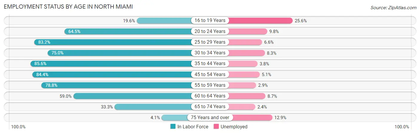 Employment Status by Age in North Miami