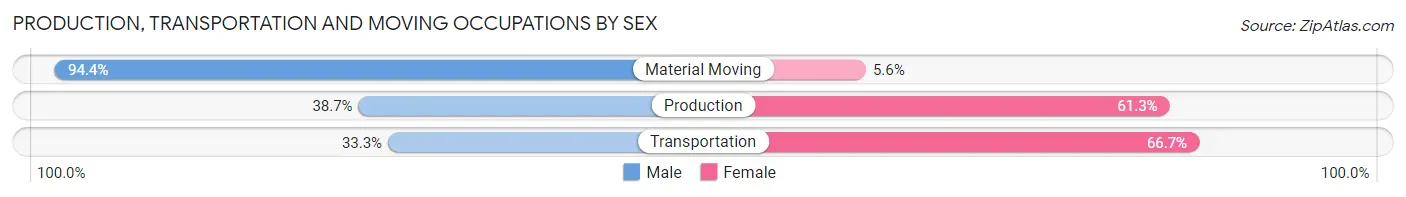 Production, Transportation and Moving Occupations by Sex in Ocean City