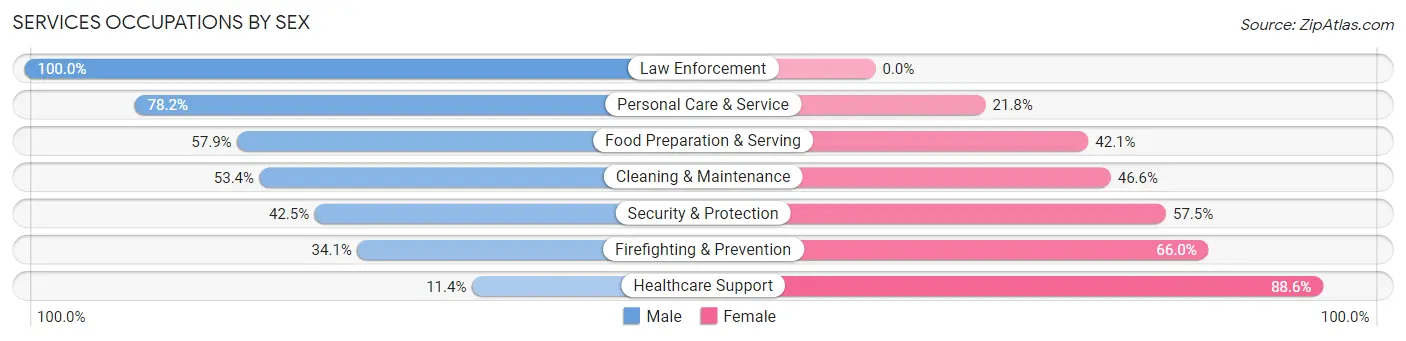 Services Occupations by Sex in Opa Locka