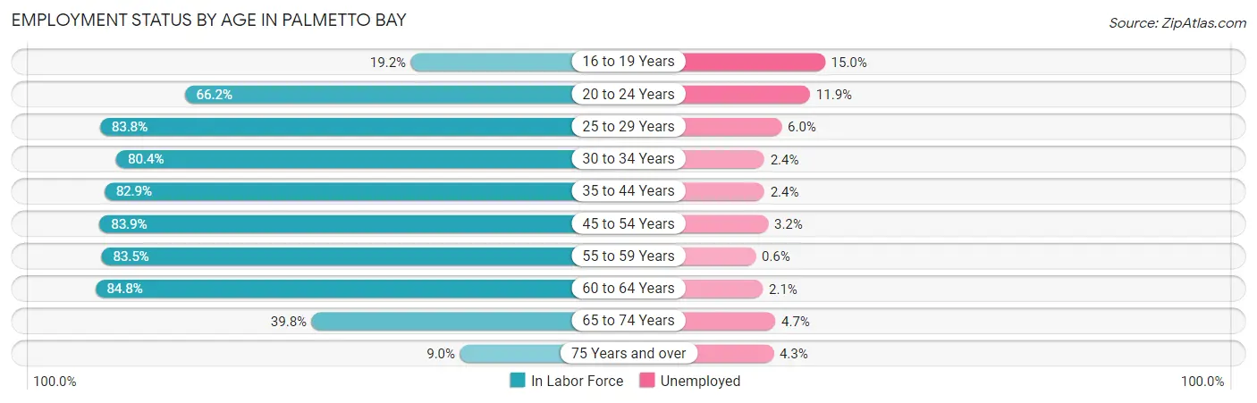 Employment Status by Age in Palmetto Bay