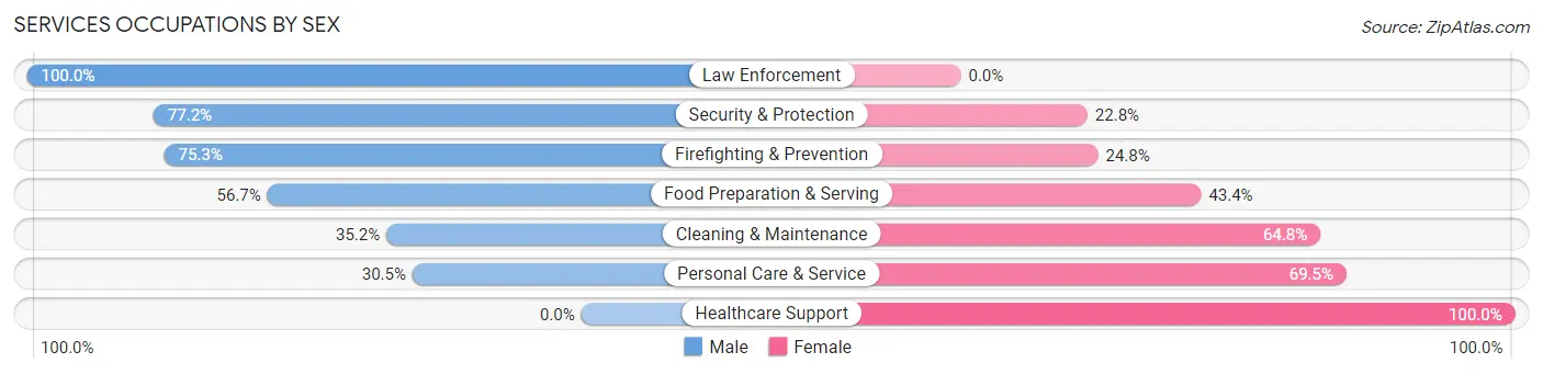 Services Occupations by Sex in Palmetto Bay