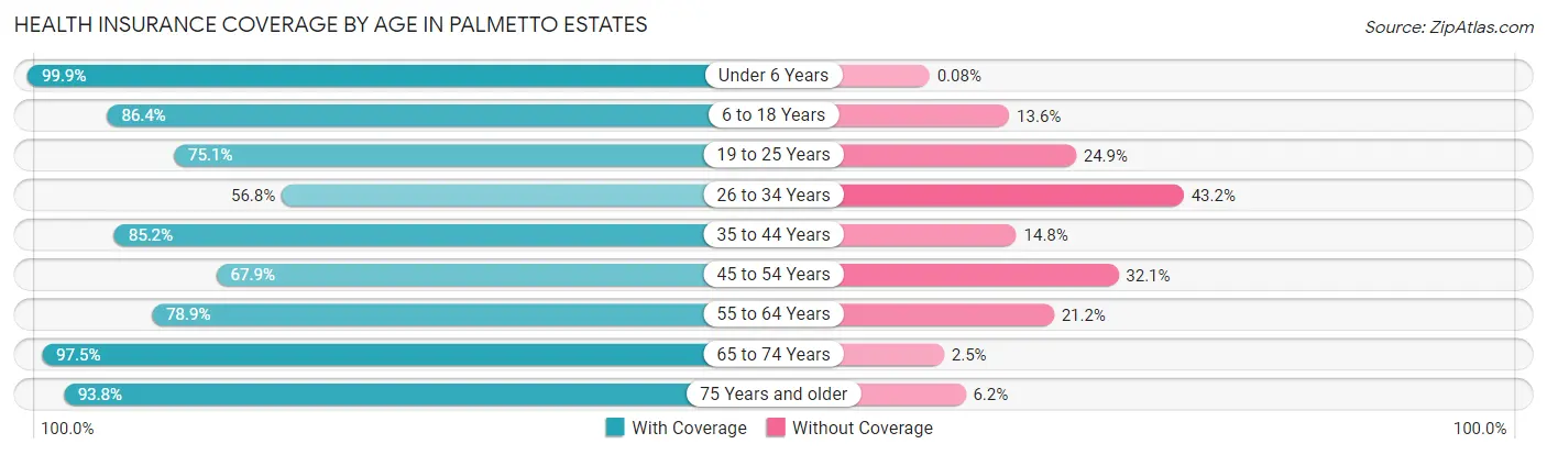Health Insurance Coverage by Age in Palmetto Estates