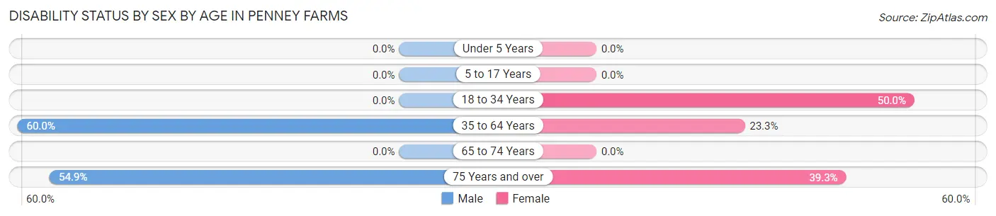 Disability Status by Sex by Age in Penney Farms