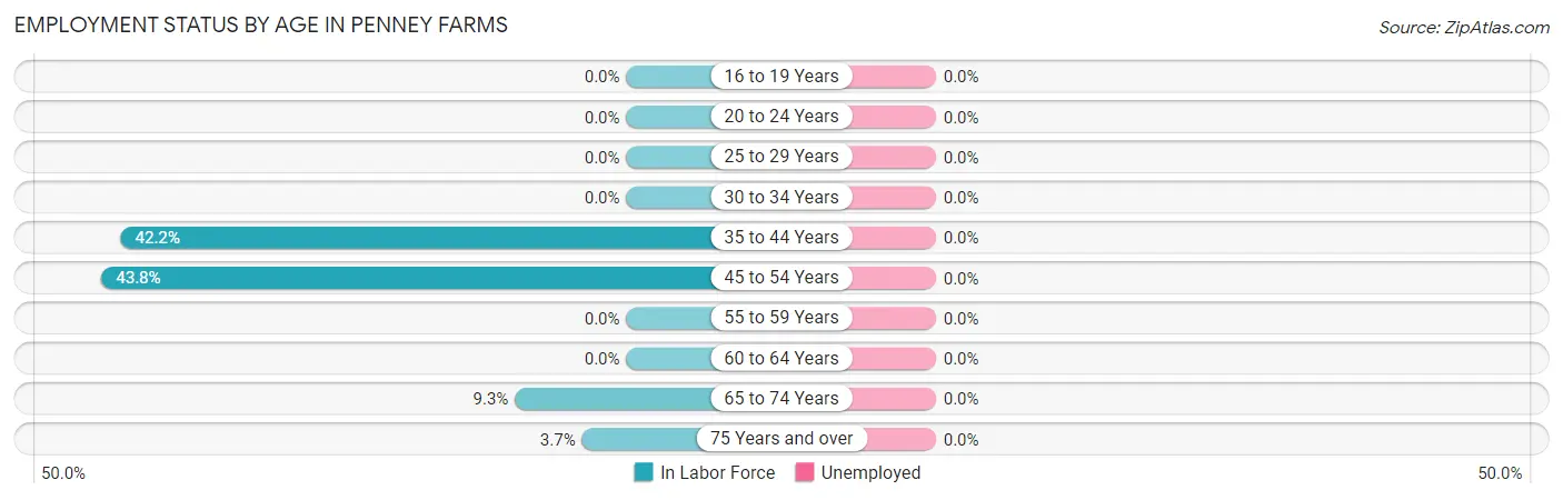 Employment Status by Age in Penney Farms