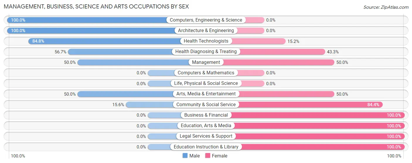 Management, Business, Science and Arts Occupations by Sex in Pine Island Center