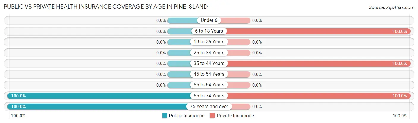Public vs Private Health Insurance Coverage by Age in Pine Island