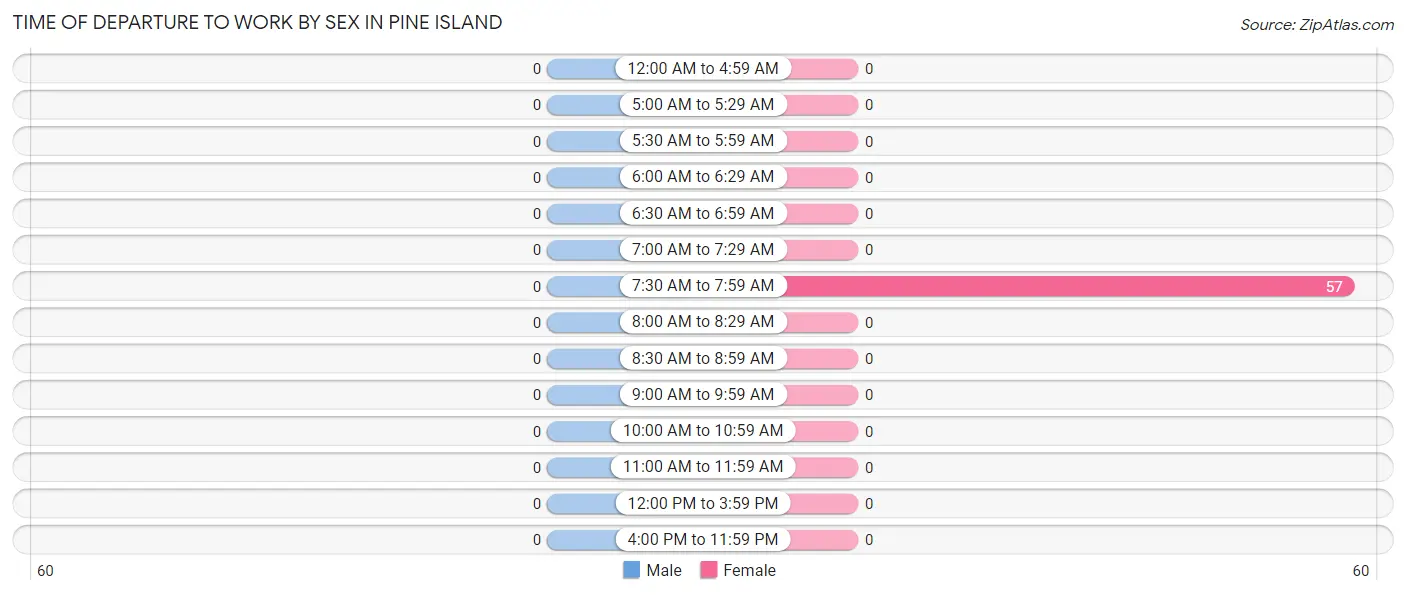 Time of Departure to Work by Sex in Pine Island