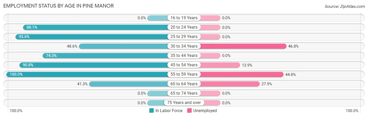 Employment Status by Age in Pine Manor