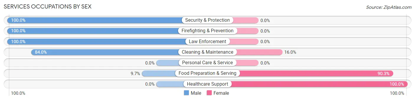 Services Occupations by Sex in Pine Ridge CDP Citrus County