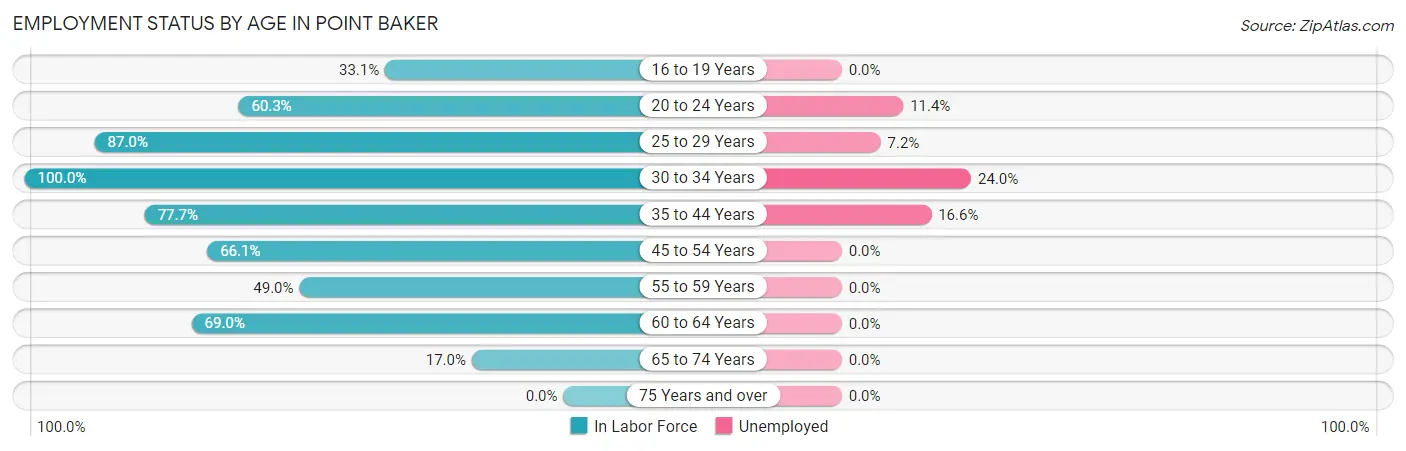 Employment Status by Age in Point Baker