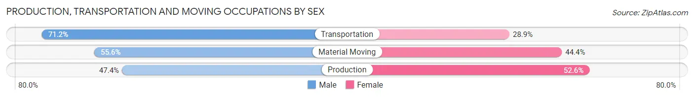 Production, Transportation and Moving Occupations by Sex in Ponce Inlet