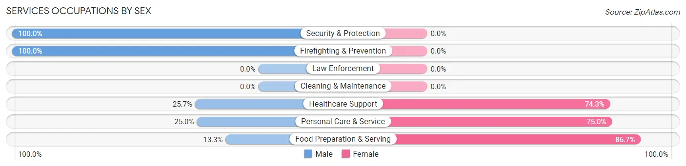 Services Occupations by Sex in Ponce Inlet
