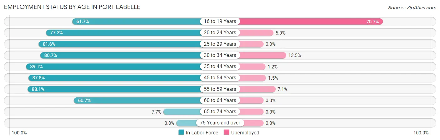 Employment Status by Age in Port LaBelle