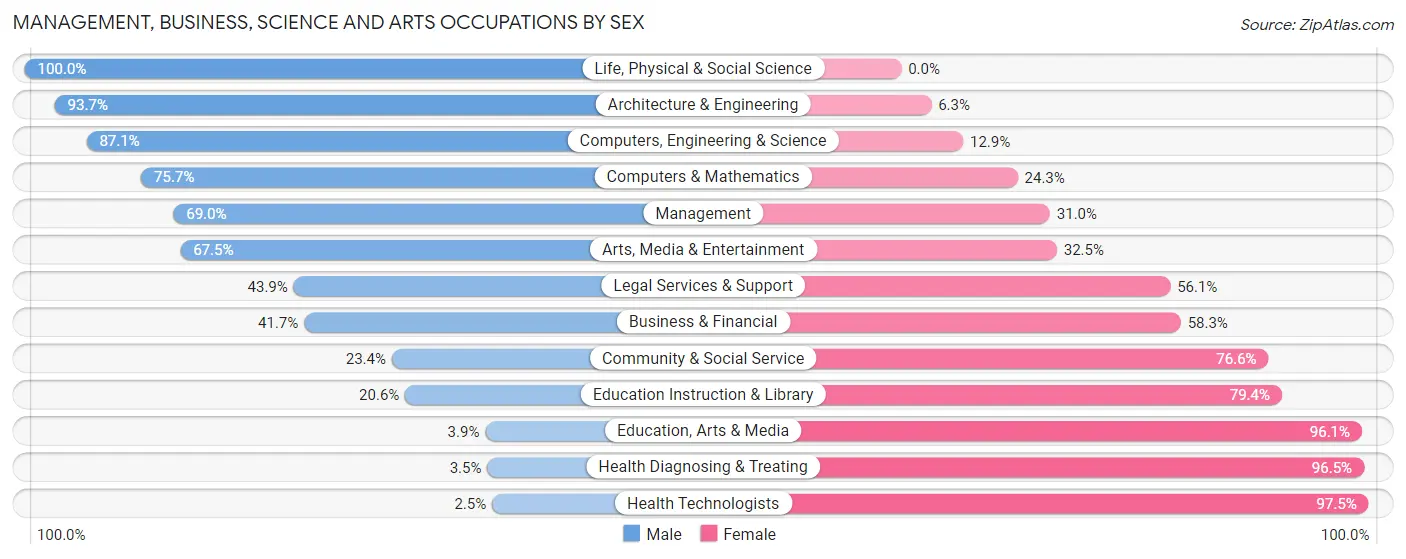 Management, Business, Science and Arts Occupations by Sex in Port St John