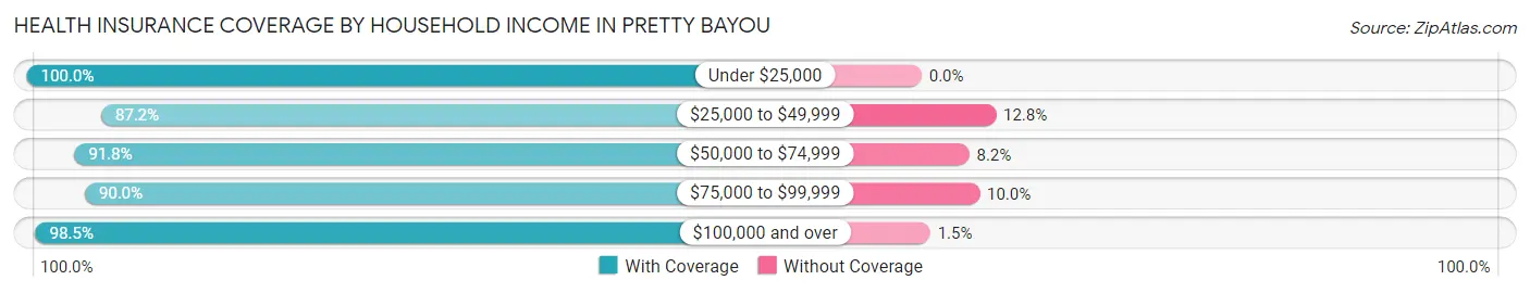 Health Insurance Coverage by Household Income in Pretty Bayou