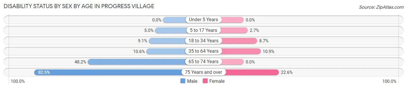 Disability Status by Sex by Age in Progress Village