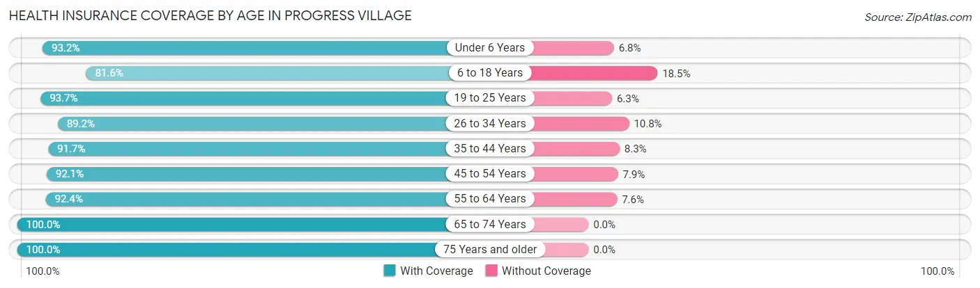 Health Insurance Coverage by Age in Progress Village