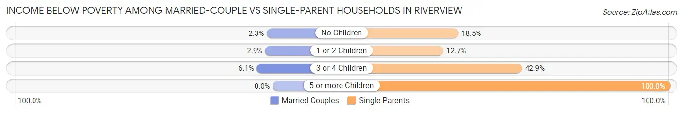 Income Below Poverty Among Married-Couple vs Single-Parent Households in Riverview