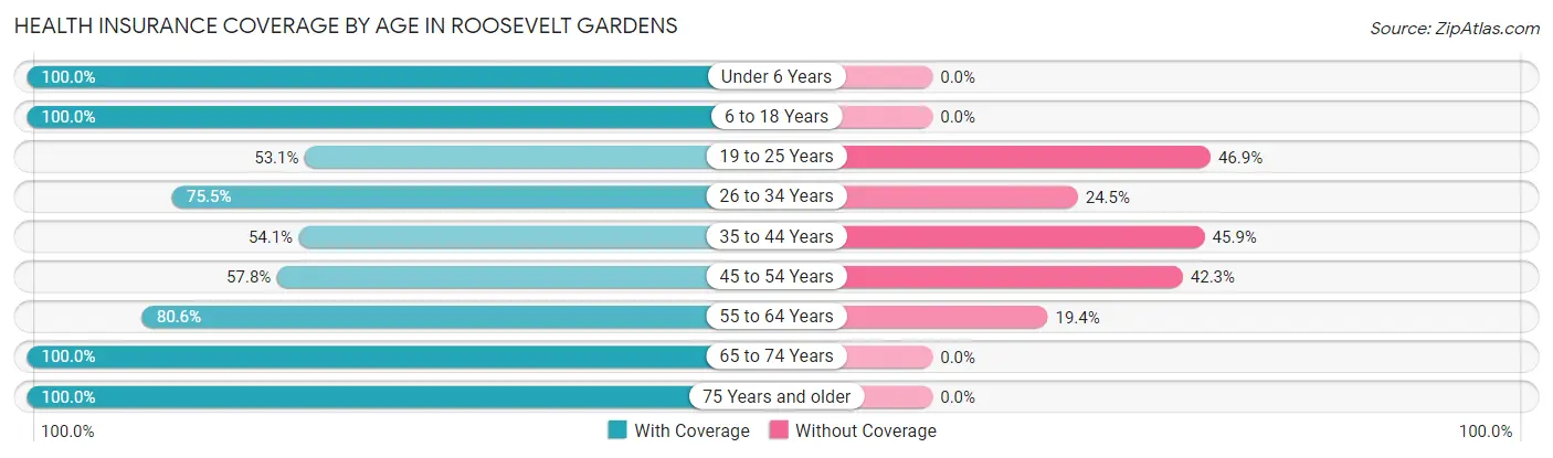 Health Insurance Coverage by Age in Roosevelt Gardens