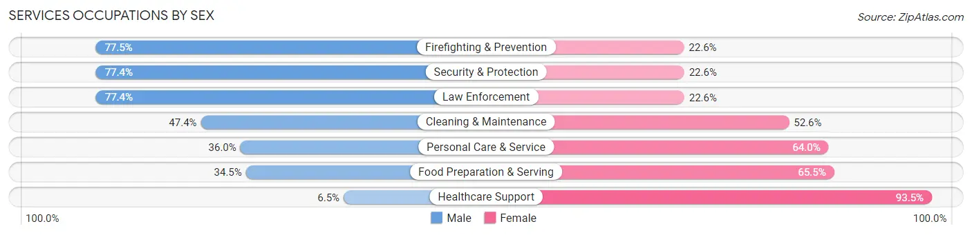 Services Occupations by Sex in Royal Palm Beach
