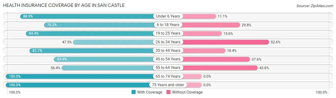 Health Insurance Coverage by Age in San Castle