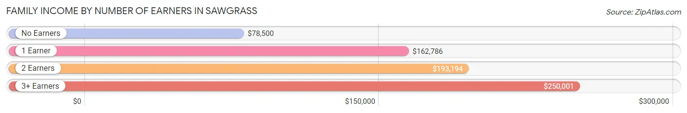 Family Income by Number of Earners in Sawgrass