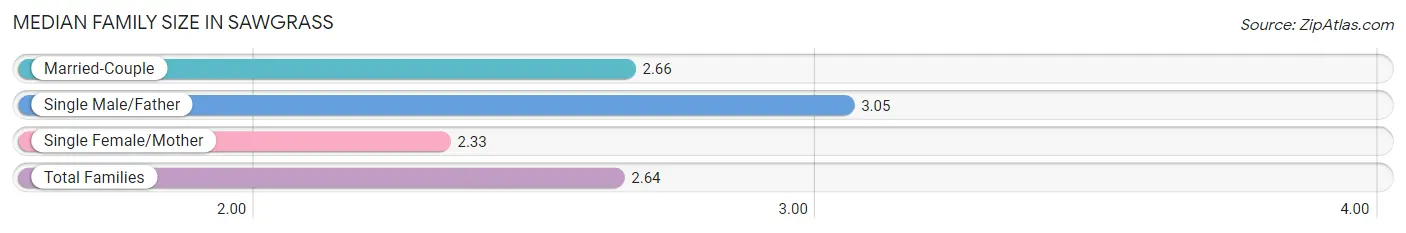 Median Family Size in Sawgrass